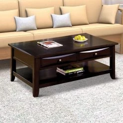Baldwin 50 in. Espresso Brown Large Rectangle Wood Coffee Table with Drawers by Benjara -Cheap Benjara Store espresso brown benjara coffee tables bm123286 fa 1000