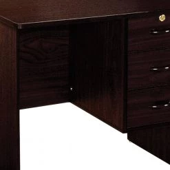 24 in. W Espresso Brown 3 Drawer Wooden Computer Desk with Lock System by Benjara -Cheap Benjara Store espresso brown benjara computer desks bm148329 1f 1000
