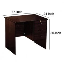 24 in. W Espresso Brown 3 Drawer Wooden Computer Desk with Lock System by Benjara -Cheap Benjara Store espresso brown benjara computer desks bm148329 44 1000