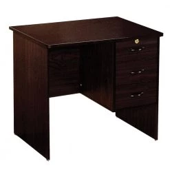 24 in. W Espresso Brown 3 Drawer Wooden Computer Desk with Lock System by Benjara