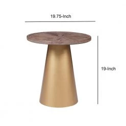 Small Brown and Gold Round Wooden Top Corner Table with Metal Conical Base by Benjara 10 Small Brown and Gold Round Wooden Top Corner Table with Metal Conical Base by Benjara -Cheap Benjara Store gold and brown benjara console tables bm209075 44 1000