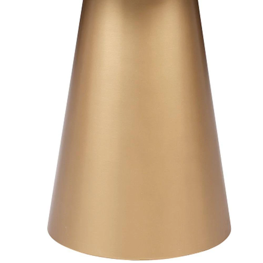 Small Brown and Gold Round Wooden Top Corner Table with Metal Conical Base by Benjara 3 Small Brown and Gold Round Wooden Top Corner Table with Metal Conical Base by Benjara - Image 3