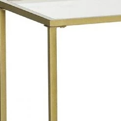 39.4 in. Gold and Clear Tempered Glass Rectangular Shelf Metal Console Sofa Table by Benjara -Cheap Benjara Store gold and clear benjara console tables bm274788 4f 1000