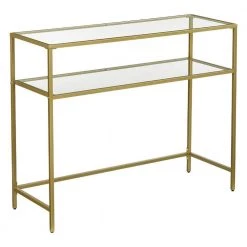 39.4 in. Gold Tempered Glass Shelves Rectangular Metal Frame Sofa Console Table by Benjara 13 39.4 in. Gold Tempered Glass Shelves Rectangular Metal Frame Sofa Console Table by Benjara -Cheap Benjara Store gold benjara console tables bm274786 31 1000