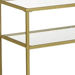 39.4 in. Gold Tempered Glass Shelves Rectangular Metal Frame Sofa Console Table by Benjara 9 39.4 in. Gold Tempered Glass Shelves Rectangular Metal Frame Sofa Console Table by Benjara -Cheap Benjara Store gold benjara console tables bm274786 c3 1000