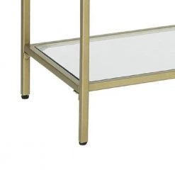 39.4 in. Gold -Tier Tempered Glass Metal Rectangular Console Sofa Table by Benjara -Cheap Benjara Store gold benjara console tables bm274789 1f 1000