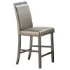 Champagne Gold Wooden Trim Top Faux Leather Counter Height Chair by Benjara