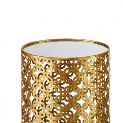15.75 in. x 21.75 in. Gold Pierced Metal Base Nesting Table with Mirror Top (Set of 2) by Benjara -Cheap Benjara Store gold benjara nesting tables bm144186 4f 1000
