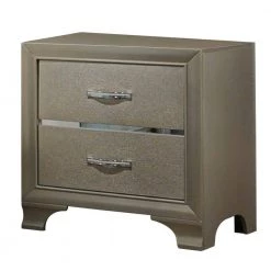 2-Drawer Gold Nightstand 24.29" H x 16.38" W x 23.62" D by Benjara