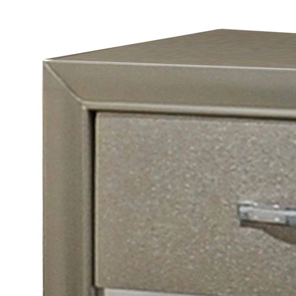 2-Drawer Gold Nightstand 24.29" H x 16.38" W x 23.62" D by Benjara 2 2-Drawer Gold Nightstand 24.29" H x 16.38" W x 23.62" D by Benjara - Image 2