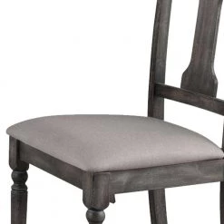 Gray and Beige Wooden Side Chairs with Linen Padded Seat and Splat back Design (Set of 2) by Benjara 10 Gray and Beige Wooden Side Chairs with Linen Padded Seat and Splat back Design (Set of 2) by Benjara -Cheap Benjara Store gray and beige benjara accent chairs bm194432 1f 1000