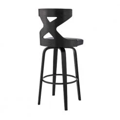 44 in. Gray and Black Metal Framed Swivel Barstool with Curved Wooden x Back by Benjara -Cheap Benjara Store gray and black benjara bar stools bm270002 1f 1000