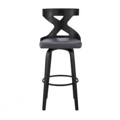 44 in. Gray and Black Metal Framed Swivel Barstool with Curved Wooden x Back by Benjara -Cheap Benjara Store gray and black benjara bar stools bm270002 c3 1000
