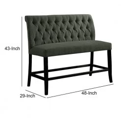 Gray and Black Fabric Upholstered Wooden Counter Height Bench 42.5 in. x 48 in. x 29 in. by Benjara -Cheap Benjara Store gray and black benjara bedroom benches bm183637 44 1000