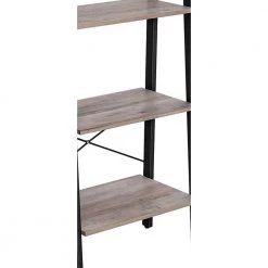 Modern 54.1 in. H Taupe Gray and Black Wood and Metal Frame 4-Shelf Ladder Style Bookcase by Benjara -Cheap Benjara Store gray and black benjara bookcases bookshelves bm217090 1f 1000