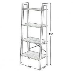 Modern 54.1 in. H Taupe Gray and Black Wood and Metal Frame 4-Shelf Ladder Style Bookcase by Benjara -Cheap Benjara Store gray and black benjara bookcases bookshelves bm217090 44 1000