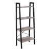 Modern 54.1 in. H Taupe Gray and Black Wood and Metal Frame 4-Shelf Ladder Style Bookcase by Benjara