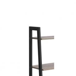 Modern 54.1 in. H Taupe Gray and Black Wood and Metal Frame 4-Shelf Ladder Style Bookcase by Benjara -Cheap Benjara Store gray and black benjara bookcases bookshelves bm217090 c3 1000