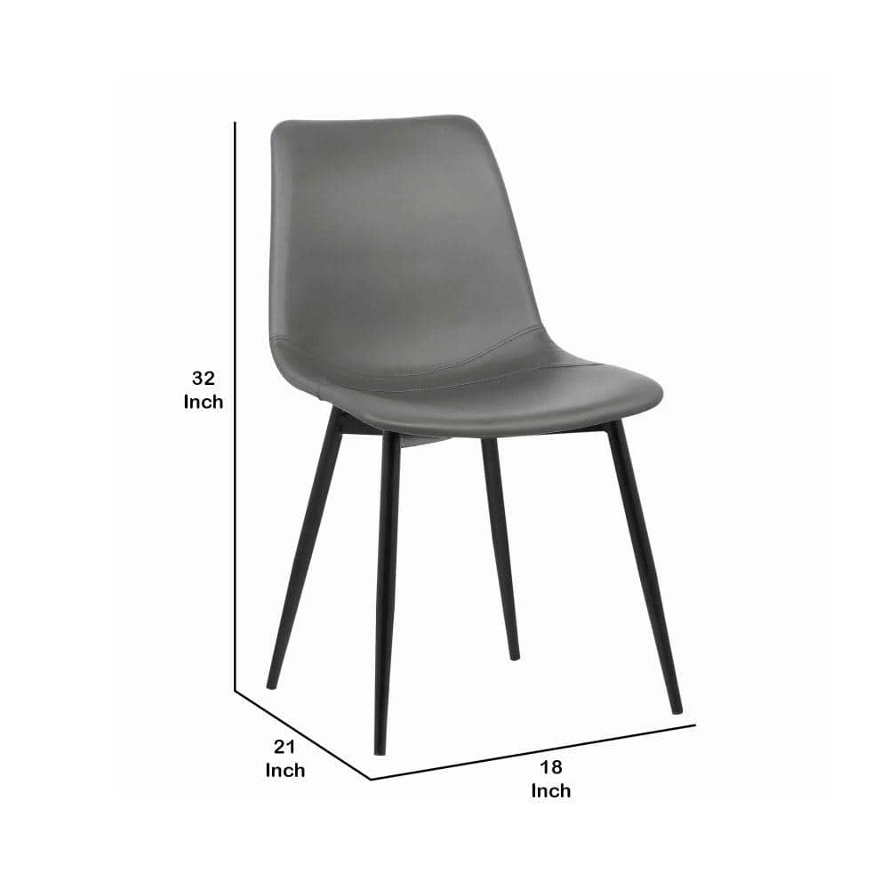 Gray and Black Leatherette Dining Chair with Bucket Seat and Metal Legs by Benjara 5 Gray and Black Leatherette Dining Chair with Bucket Seat and Metal Legs by Benjara - Image 5