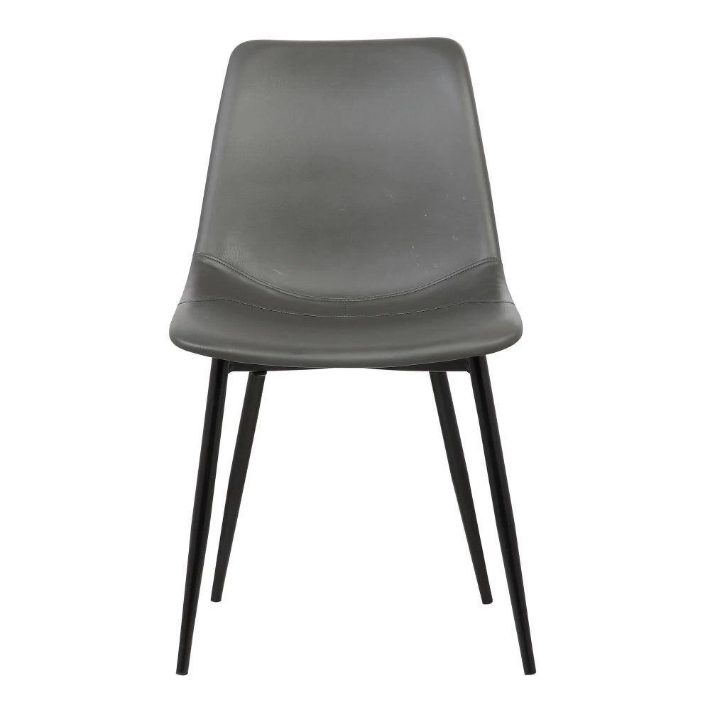 Gray and Black Leatherette Dining Chair with Bucket Seat and Metal Legs by Benjara 2 Gray and Black Leatherette Dining Chair with Bucket Seat and Metal Legs by Benjara - Image 2