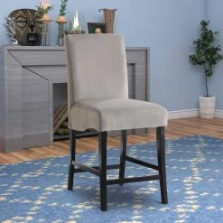 Gray and Black Casual Style Fabric Upholstered Wooden Counter Height Chair (Set of 2) by Benjara -Cheap Benjara Store gray and black benjara dining chairs bm160819 31 1000