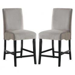 Gray and Black Casual Style Fabric Upholstered Wooden Counter Height Chair (Set of 2) by Benjara