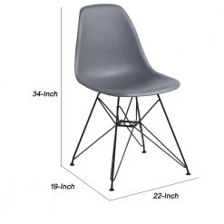 Gray and Black Deep Back Plastic Chair with Metal Eiffel Legs (Set of 2) by Benjara -Cheap Benjara Store gray and black benjara dining chairs bm187595 44 1000