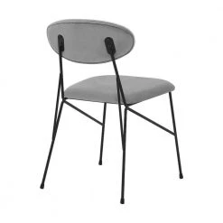 Gray and Black Metal Side Dining Chair with Fabric Seats (Set of 2) by Benjara -Cheap Benjara Store gray and black benjara dining chairs bm240771 1f 1000