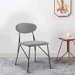 Gray and Black Metal Side Dining Chair with Fabric Seats (Set of 2) by Benjara -Cheap Benjara Store gray and black benjara dining chairs bm240771 31 1000