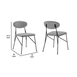 Gray and Black Metal Side Dining Chair with Fabric Seats (Set of 2) by Benjara -Cheap Benjara Store gray and black benjara dining chairs bm240771 44 1000