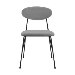 Gray and Black Metal Side Dining Chair with Fabric Seats (Set of 2) by Benjara -Cheap Benjara Store gray and black benjara dining chairs bm240771 4f 1000