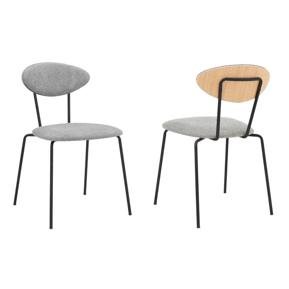 Neo Modern Grey Fabric and Black Metal Dining Room Chairs (Set of 2) by Benjara 1 Neo Modern Grey Fabric and Black Metal Dining Room Chairs (Set of 2) by Benjara