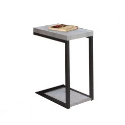 Industrial Gray and Black Faux Cement Designed Snack Table by Benjara