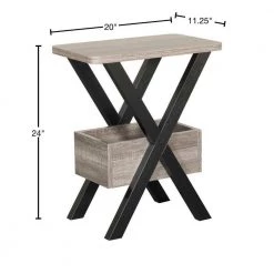 Wooden Distressed Gray and Black Chairside Table with Bottom Storage by Benjara -Cheap Benjara Store gray and black benjara end side tables bm179741 40 1000