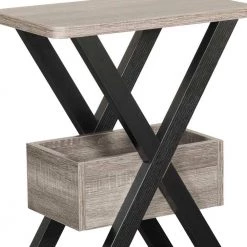 Wooden Distressed Gray and Black Chairside Table with Bottom Storage by Benjara -Cheap Benjara Store gray and black benjara end side tables bm179741 44 1000