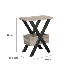 Wooden Distressed Gray and Black Chairside Table with Bottom Storage by Benjara -Cheap Benjara Store gray and black benjara end side tables bm179741 a0 1000