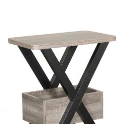 Wooden Distressed Gray and Black Chairside Table with Bottom Storage by Benjara -Cheap Benjara Store gray and black benjara end side tables bm179741 c3 1000