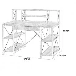 24 in. H with Gray and Black Metal Writing Desk with 4-Open Bottom Shelves and Bookcase Hutch by Benjara -Cheap Benjara Store gray and black benjara writing desks bm209610 44 1000