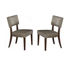 Grey Fabric Wooden Side Chair (Set of 2) by Benjara