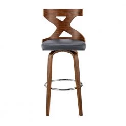 44 in. Gray and Brown Metal Framed Swivel Barstool with Curved Wooden x Back by Benjara -Cheap Benjara Store gray and brown benjara bar stools bm270003 c3 1000