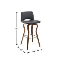 40 in. Gray and Brown Low Back Metal and Wood Swivel Barstool with Faux Leather and Wooden Support by Benjara 10 40 in. Gray and Brown Low Back Metal and Wood Swivel Barstool with Faux Leather and Wooden Support by Benjara -Cheap Benjara Store gray and brown benjara bar stools bm270009 40 1000