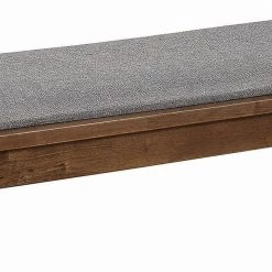 Gray and Brown Fabric Upholstered Wooden Bench with Chamfered Legs 15.75" L x 46" W x 18.75" H by Benjara -Cheap Benjara Store gray and brown benjara bedroom benches bm206519 1f 1000