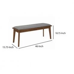 Gray and Brown Fabric Upholstered Wooden Bench with Chamfered Legs 15.75" L x 46" W x 18.75" H by Benjara -Cheap Benjara Store gray and brown benjara bedroom benches bm206519 44 1000