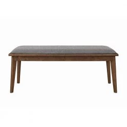 Gray and Brown Fabric Upholstered Wooden Bench with Chamfered Legs 15.75" L x 46" W x 18.75" H by Benjara -Cheap Benjara Store gray and brown benjara bedroom benches bm206519 c3 1000
