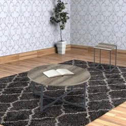 16.13 in. H Gray and Brown Wooden Table Set with Sturdy Metal Base (Set of 3) by Benjara 13 16.13 in. H Gray and Brown Wooden Table Set with Sturdy Metal Base (Set of 3) by Benjara -Cheap Benjara Store gray and brown benjara coffee tables bm190103 31 1000