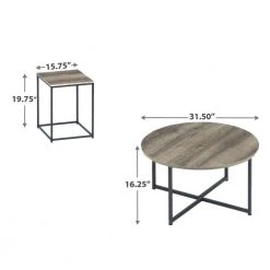 16.13 in. H Gray and Brown Wooden Table Set with Sturdy Metal Base (Set of 3) by Benjara 12 16.13 in. H Gray and Brown Wooden Table Set with Sturdy Metal Base (Set of 3) by Benjara -Cheap Benjara Store gray and brown benjara coffee tables bm190103 44 1000