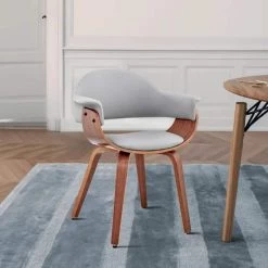 Gray and Brown Leatherette Dining Chair with Curved Seat by Benjara -Cheap Benjara Store gray and brown benjara dining chairs bm248272 31 1000