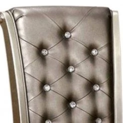 40 in. H Gray and Gold Leatherette Buttoned Side Chair with Cabriole Legs (Set of 2) by Benjara -Cheap Benjara Store gray and gold benjara dining chairs bm131214 1f 1000