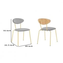 Neo Modern Grey Velvet and Gold Metal Leg Dining Room Chairs (Set of 2) by Benjara -Cheap Benjara Store gray and gold benjara dining chairs bm245962 44 1000