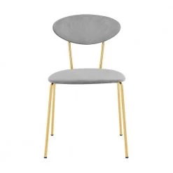 Neo Modern Grey Velvet and Gold Metal Leg Dining Room Chairs (Set of 2) by Benjara -Cheap Benjara Store gray and gold benjara dining chairs bm245962 4f 1000